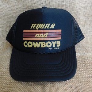 Cowboys & Tequila Black Baseball Truck Hat Cap Adjusts Vented UNISEX Streetwear